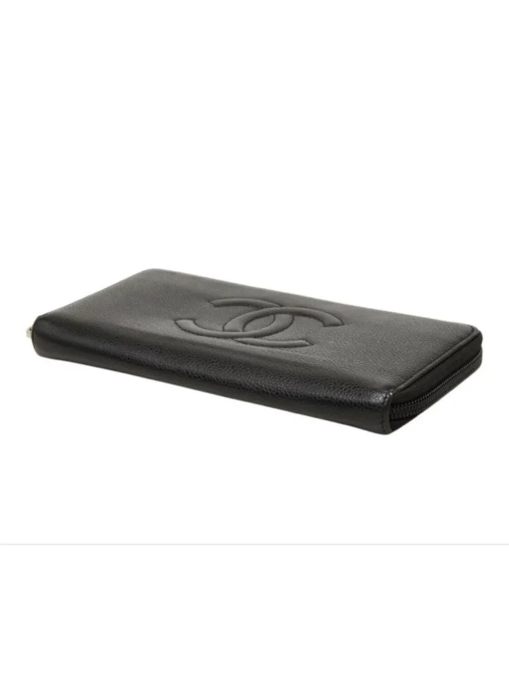 Chanel CC Logo Zip Around Wallet Black